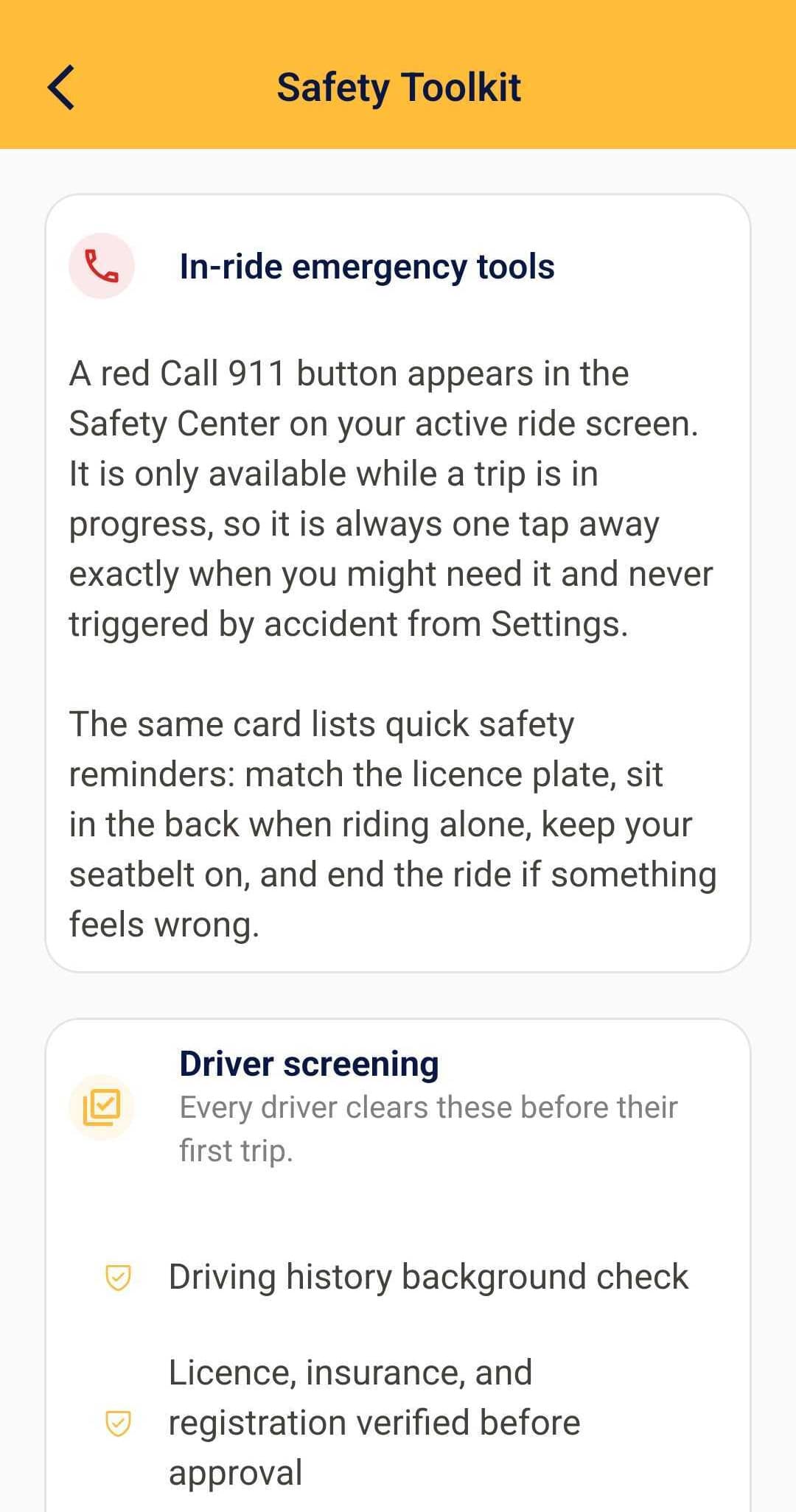 Pocketride app: Safe